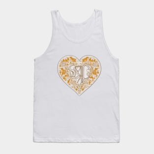 Elegant Golden Floral Heart Illustration No. 672 Tank Top